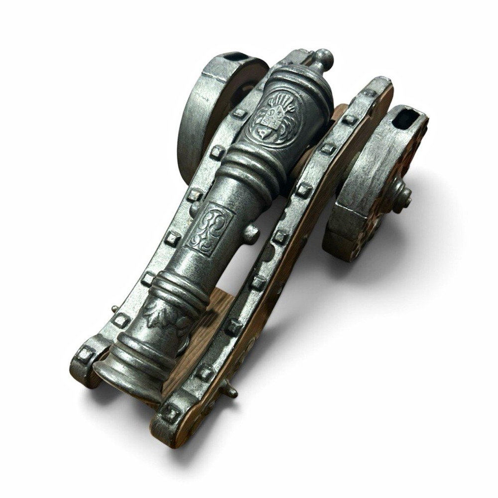 Vintage Ceramic Military Cannon Miniature Replica, Approx. 10 in Long